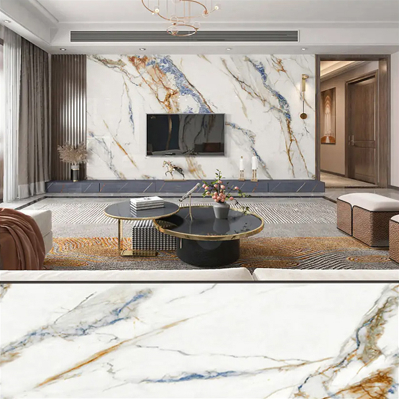 Feuille de marbre PVC enduite UV 1220 × 2800 mm pour meubles et armoires Panneau mural en plastique laminé de décoration légère et durable