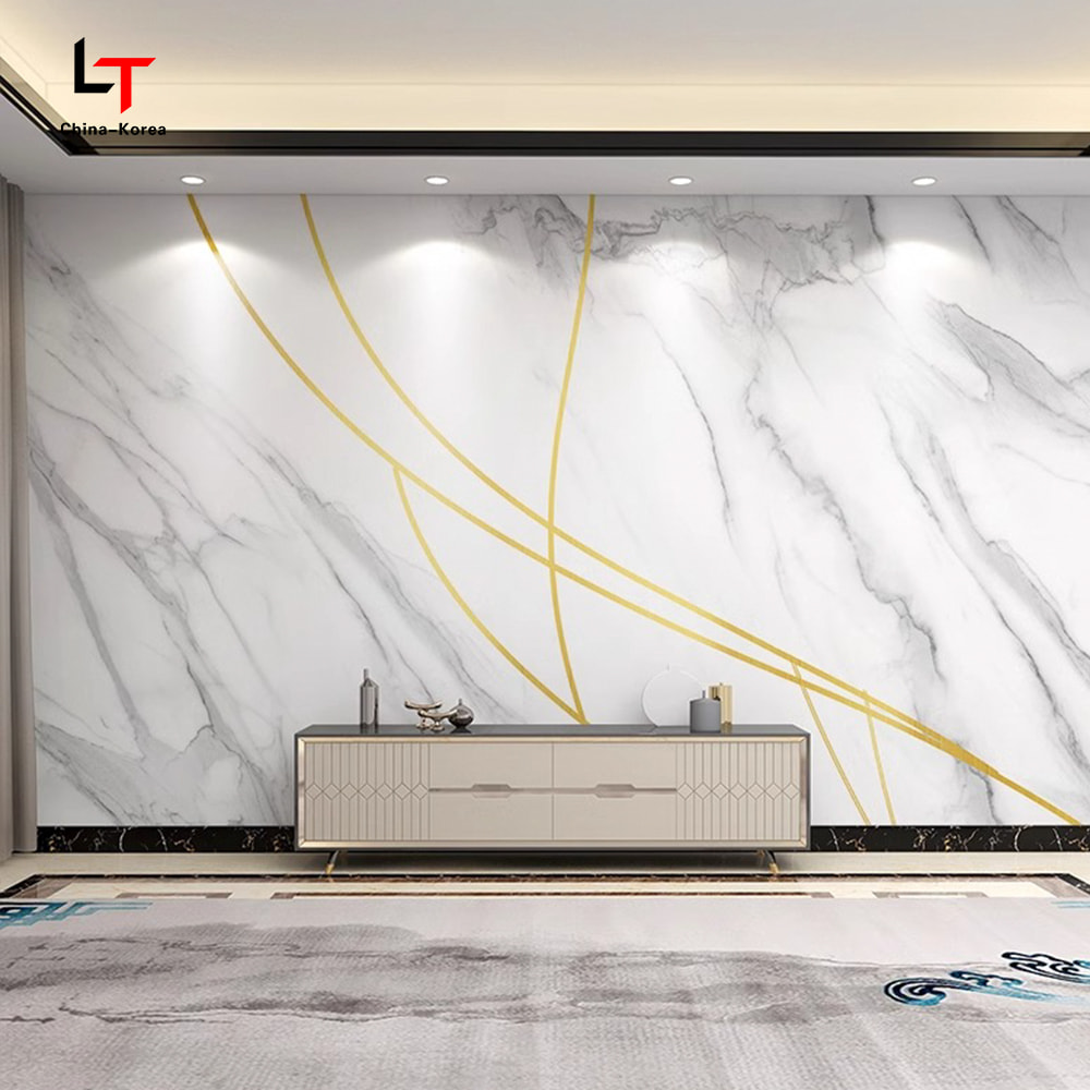 Panneau en cristal de carbone PVC 1220 × 2440mm, revêtement mural décoratif ignifuge imperméable pour intérieur et extérieur avec revêtement UV