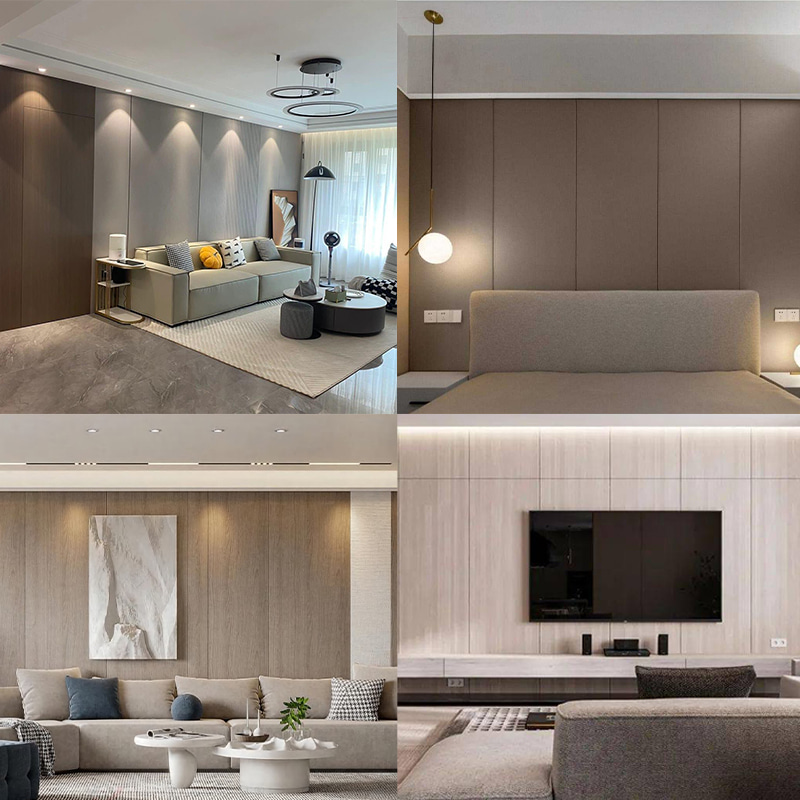 Panneaux muraux décoratifs en grain de bois de placage en PVC écologique 1220 × 2440 mm pour revêtement mural intérieur, imperméable, résistant aux rayures, facile à installer