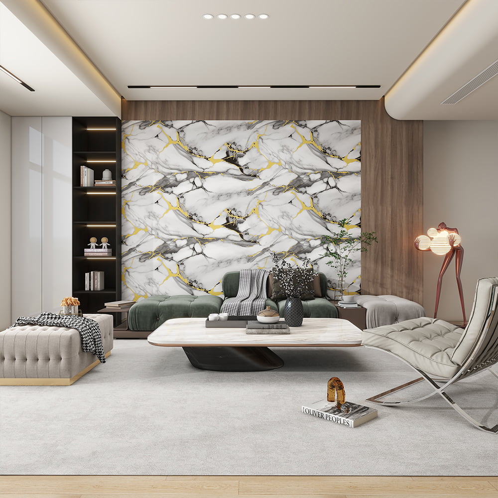 Rouleau de papier peint en marbre moderne haute brillance, PVC auto-adhésif imperméable, décoration intérieure de la maison, feuille de marbre autocollante