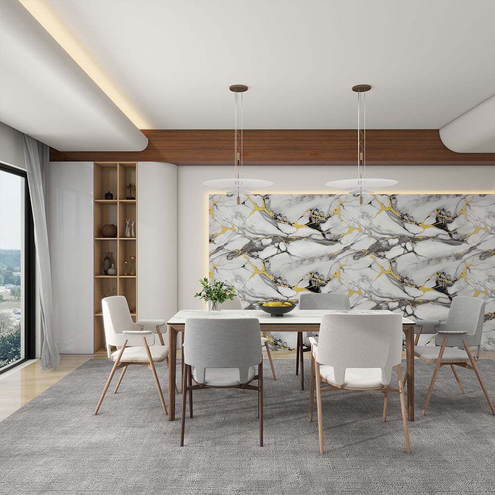 Rouleau de papier peint en marbre moderne haute brillance, PVC auto-adhésif imperméable, décoration intérieure de la maison, feuille de marbre autocollante