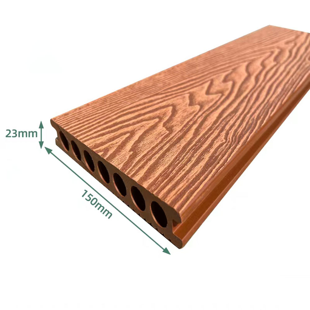 Interlock Wpc terrasse extérieure gaufrage 3D Grain de bois composite planche de terrasse bois plastique Texture revêtement de sol